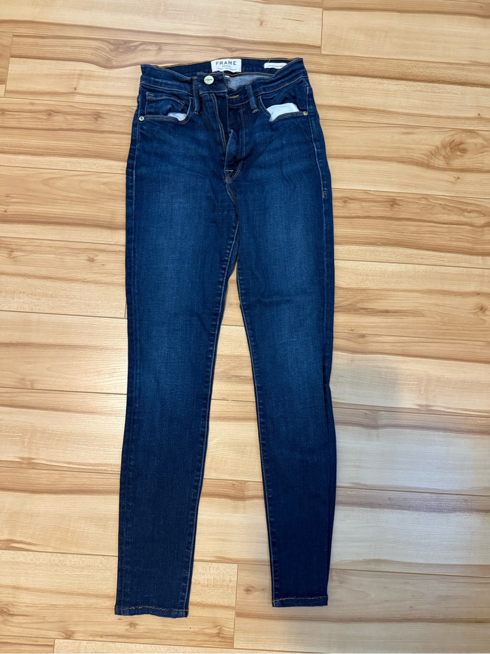 Frame Denim Dark Indigo High-Rise Skinny Jeans